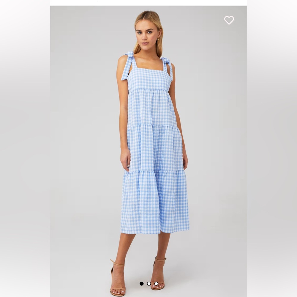 MINKPINK THEA MIDI DRESS blue gingham size small